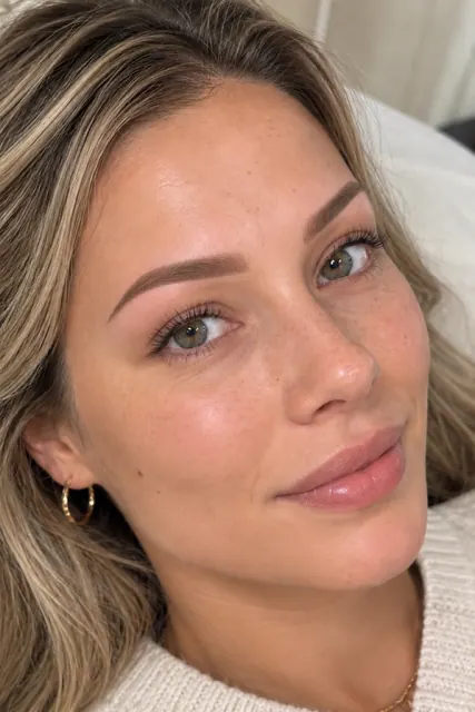Vrouw met zachte, natuurlijk ogende powder brows
